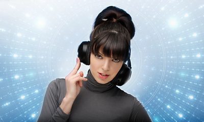 Woman wearing headphones